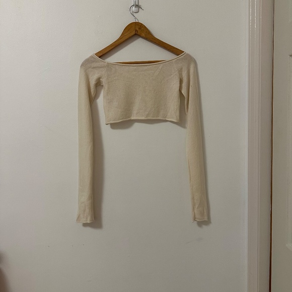 Reformation Valeria Cashmere Cropped Sweater in Cream | Size XS - Picture 7 of 12
